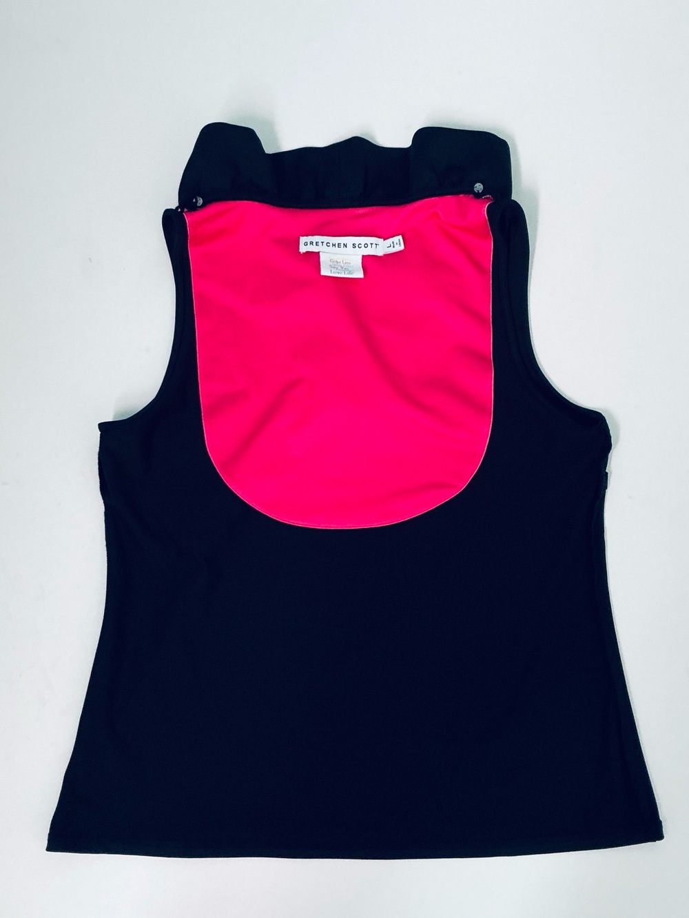 GRETCHEN SCOTT, Jersey Sleeveless Ruffneck Top - Solid Black, Size Large, NWOT - Picture 10 of 12